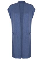 Long-Strickweste aus Kaschmir JEANSBLAU