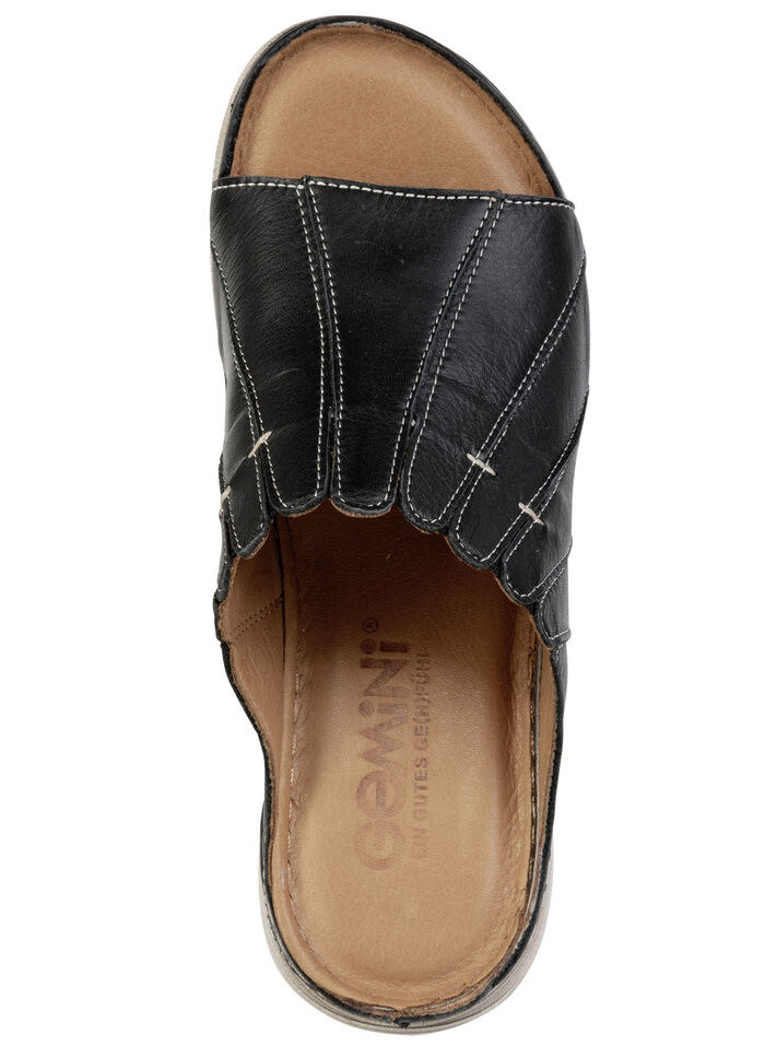 Gemini, stilvolle Damen-Pantoletten, Weite G, aus Leder SCHWARZ