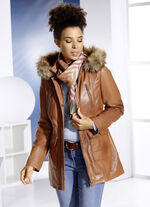 Lederjacke mit Webpelzbesatz 