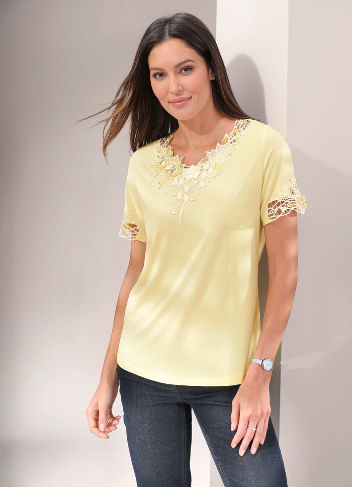 Shirt mit floraler Spitze in 5 Farben 