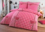 4-teiliges Bettwäsche-Set mit rustikalem Karodessin ROT