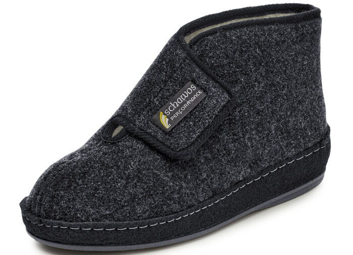 Gef&uuml;tterte Herren-Hausschuhe, mit Schurwolle ANTHRAZIT-SCHWARZ