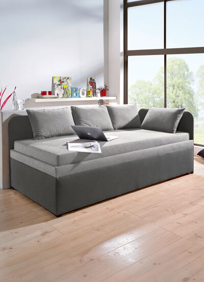 Studioliege mit beidseitig montierbarer Kopf- und Seitenblende 