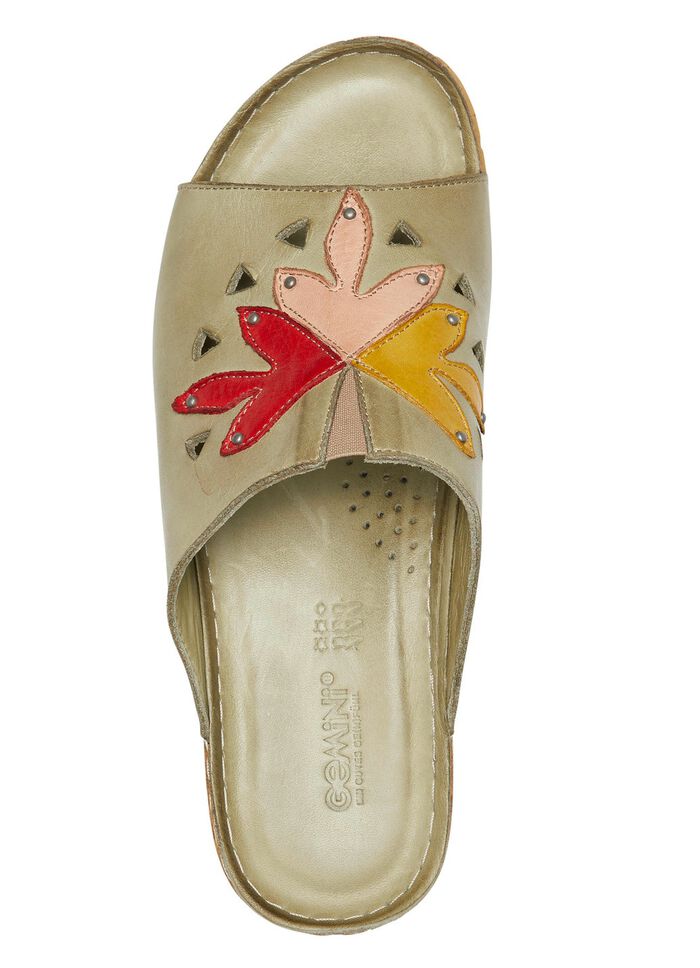 Gemini Pantolette aus schattiertem Rind-Nappaleder OLIV