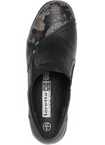 ELENA EDEN, bequeme Damen-Slipper, Weite H, mit herausnehmbarem Fu&szlig;bett SCHWARZ
