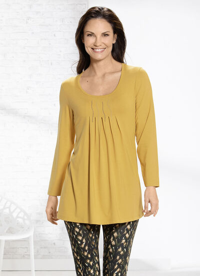 Longshirt mit Pl&auml;ttchenzier in 2 Farben 