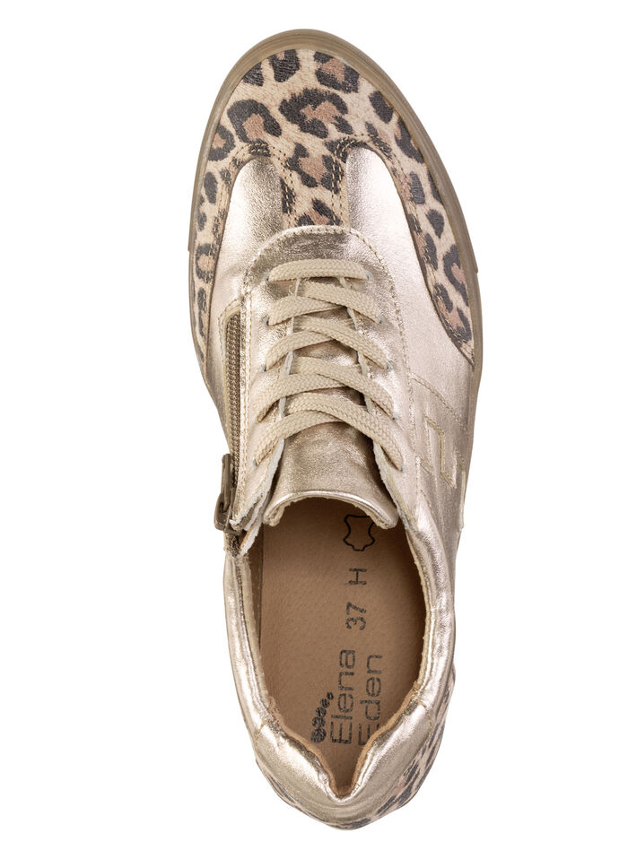 ELENA EDEN Schnür-Sneaker aus genarbtem Nappaleder ALTGOLD-BRAUN