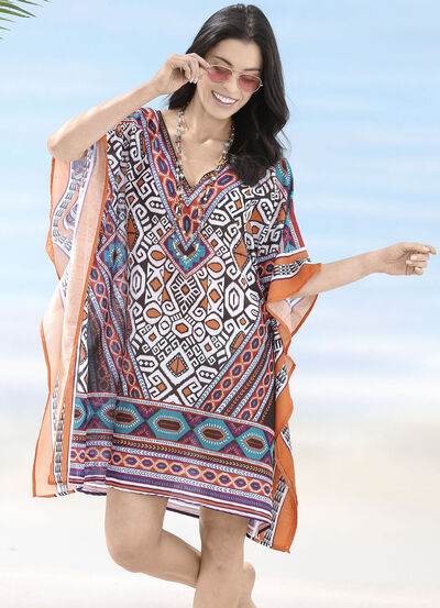 Sunflair Tunika mit platziertem Druckdessin, leicht transparent 