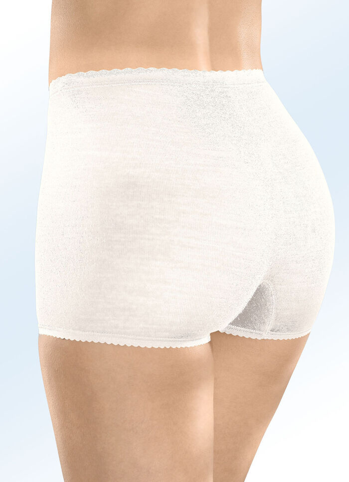 Con-ta Zweierpack Schl&uuml;pfer mit elastischen Abschl&uuml;ssen WOLLWEISS