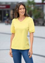 Shirt mit eingefassten, kurzen Ärmeln in 3 Farben GELB