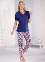 Schlafanzug 3-tlg, 2 Oberteile, 1 wadenlange Hose 