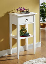 Teilmassiver Beistelltisch mit Schubade und Ablage ANTIKWEISS