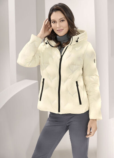 Daunenjacke mit fester Kapuze 