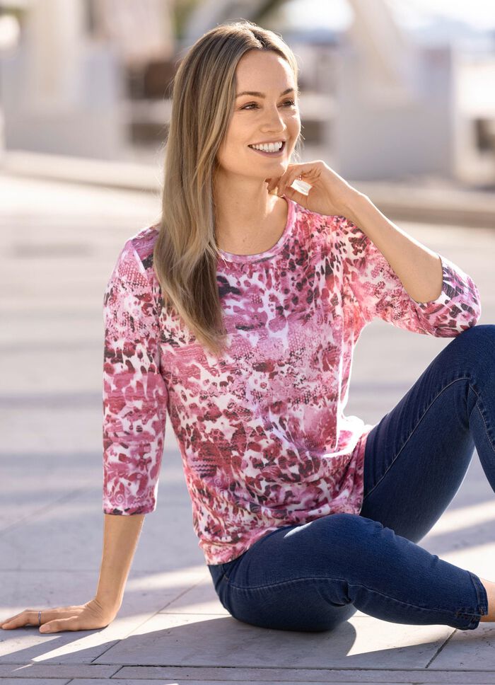 Pullover in weich flie&szlig;ender Qualit&auml;t PINK-ROSA-MULTICOLOR