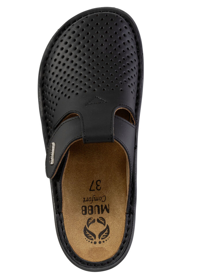 Mubb, sommerliche Damen-Clogs, Weite H, mit herausnehmbarem Fußbett SCHWARZ
