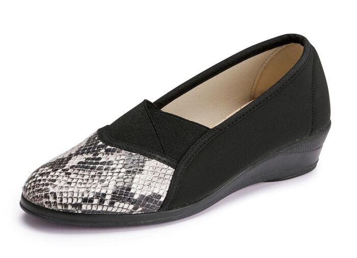 Slipper aus elastischem Textilmaterial SCHWARZ-GRAU