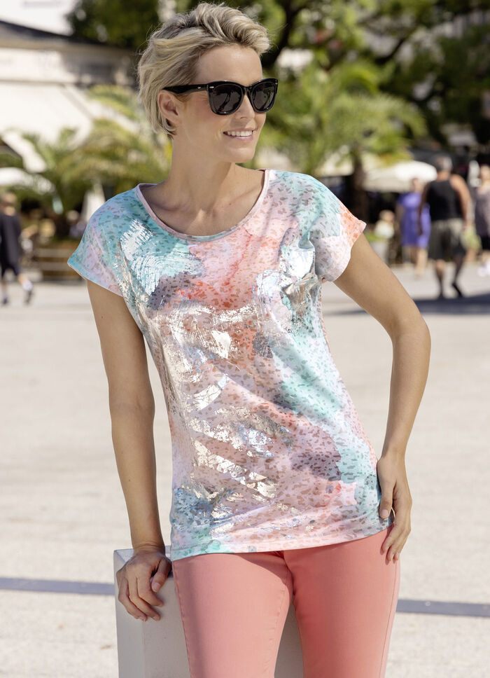 Shirt mit silberfarbenem Foliendruck 