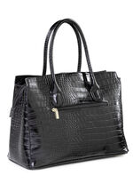 Tasche aus krokogepr&auml;gtem Synthetik SCHWARZ