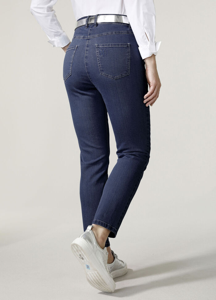 Knöchellange Jeans in 5-Pocket-Form DUNKELBLAU