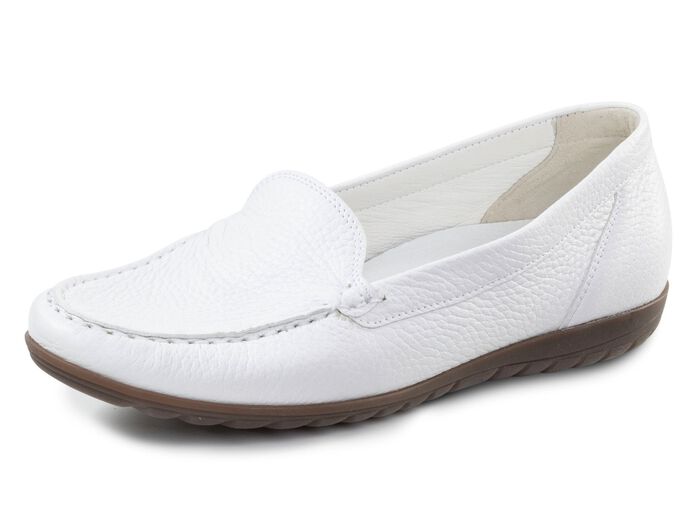 Waldl&auml;ufer, bequeme Damen-Slipper, Weite H, mit herausnehmbarem Fu&szlig;bett WEISS