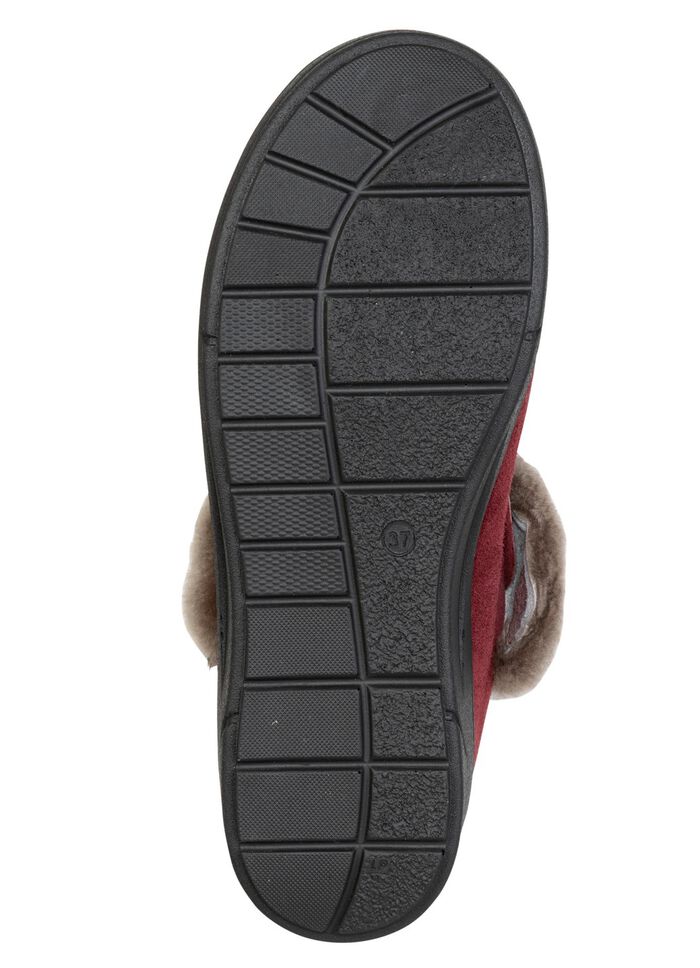 ELENA EDEN, warme Damen-Hausschuhe, Weite H, mit Lammfell BURGUND