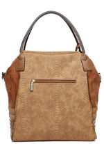 Collezione Alessandro Tasche aus teilweise reptilgepr&auml;gtem Veloursmaterial COGNAC