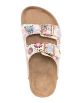 Pantolette in verspielt bedrucktem Dessin ECRU-BUNT