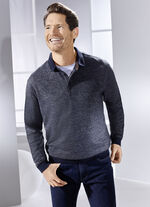 Poloshirt mit Strickkragen MARINE MELIERT