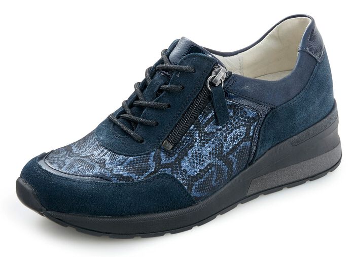 Waldl&auml;ufer, bequeme Damen-Schn&uuml;rschuhe, Weite H, mit herausnehmbarem Fu&szlig;bett DUNKELBLAU