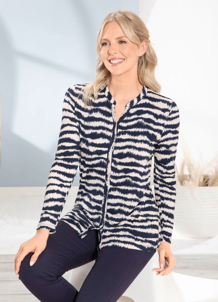 Shirtbluse mit durchgehender Knopfleiste 