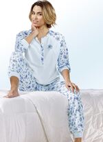 Zweierpack Schlafanz&uuml;ge, Langarm und Knopfleiste 1X BLEU-BUNT, 1X ROS&Eacute;-BUNT