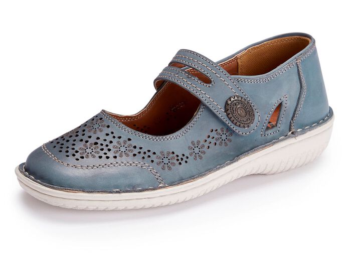 ELENA EDEN Slipper mit dekorativer Klettspange JEANS