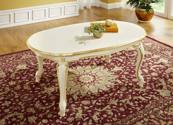 Couchtisch mit geschwungenen Tischbeinen CREME-GOLD