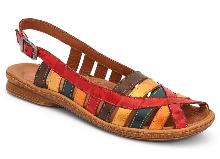 Freche Riemchen-Sandalette in 2 Farben, Weite G ROT-BUNT