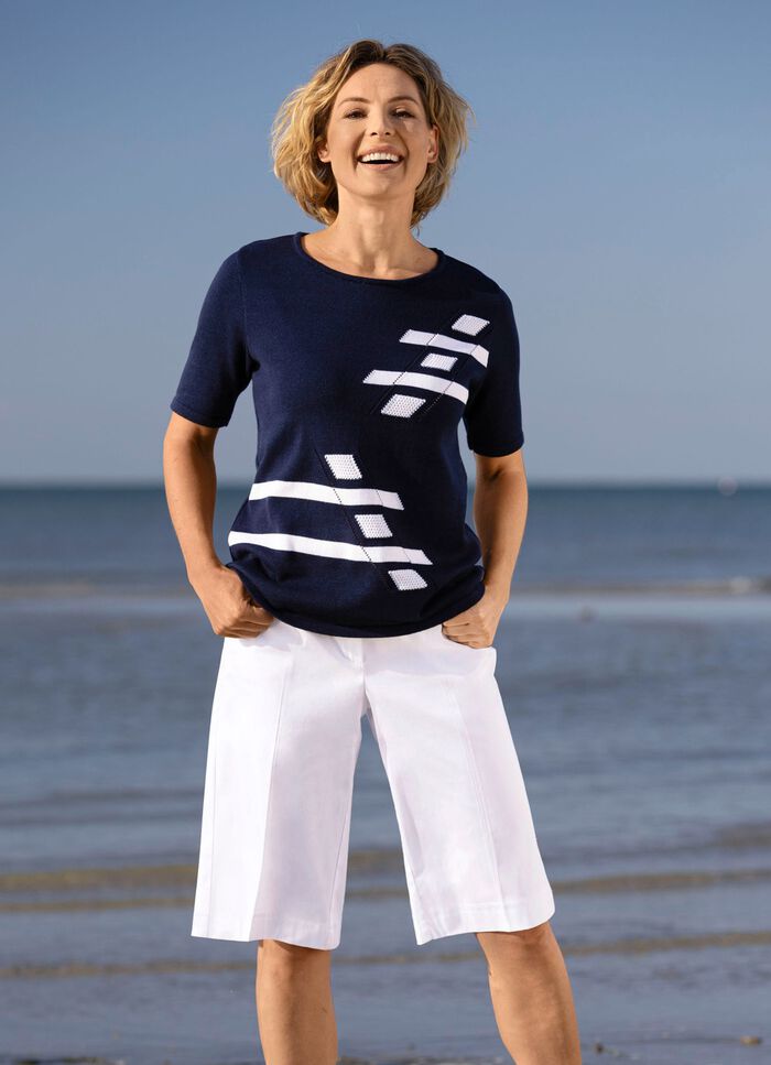 Pullover mit Intarsien-Vorderteil 