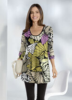 Longshirt mit Kontrasteinfass am Halsausschnitt 