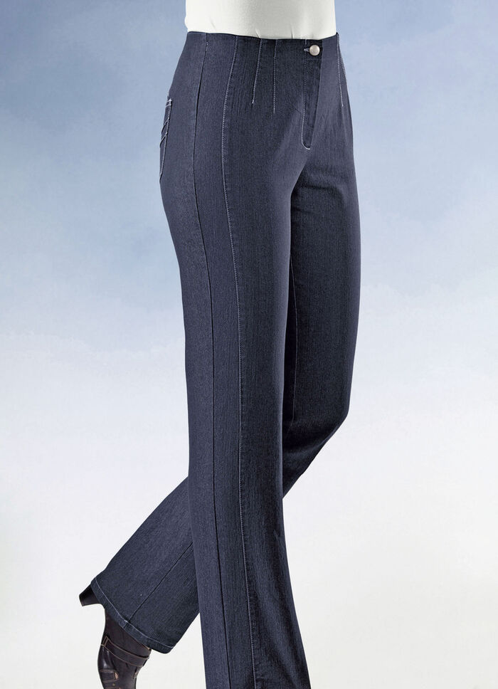 Jeans mit figurg&uuml;nstiger Teilungsnaht  DUNKELBLAU