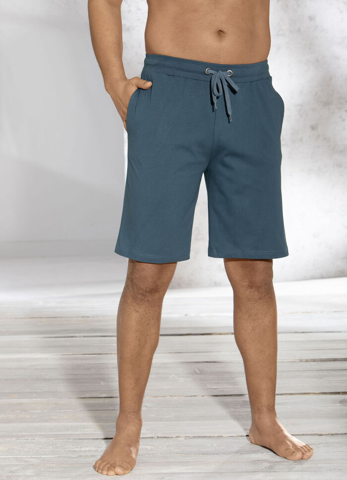 Zweierpack Schlaf- und Freizeithosen mit Durchzugband und Seitentaschen 1X PETROL KARIERT, 1X PETROL