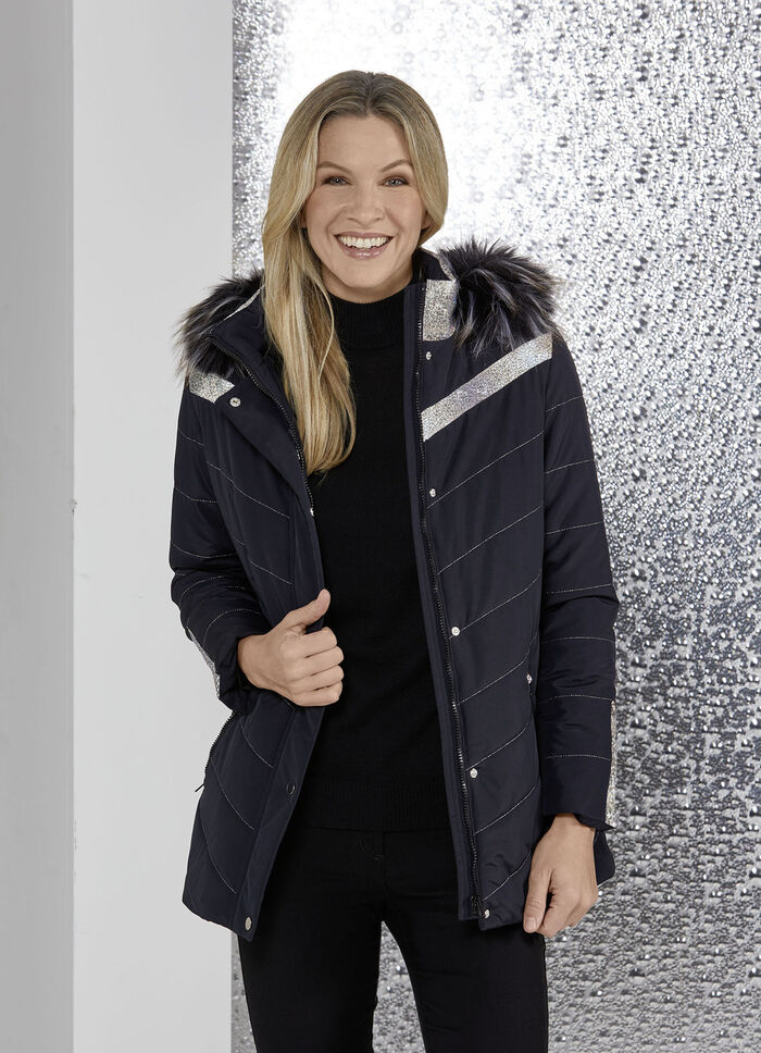 Jacke mit silberfarbenen Ziern&auml;hten 