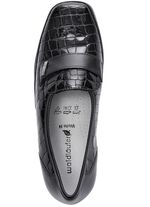 Waldl&auml;ufer Slipper aus krokogepr&auml;gtem Leder SCHWARZ