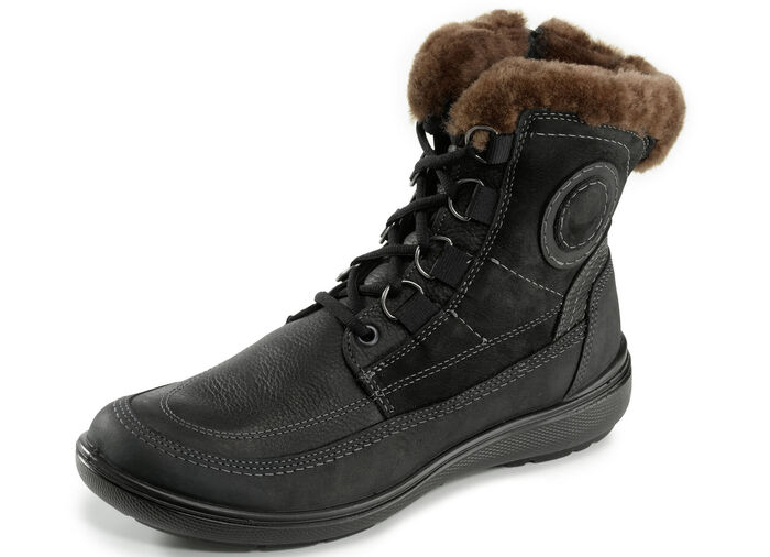 Schn&uuml;r-Booties mit echtem Lammfellfutter SCHWARZ