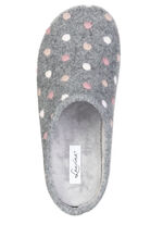 Laurina, klassische Damen-Hausschuhe, mit Pünktchen-Stickerei GRAU