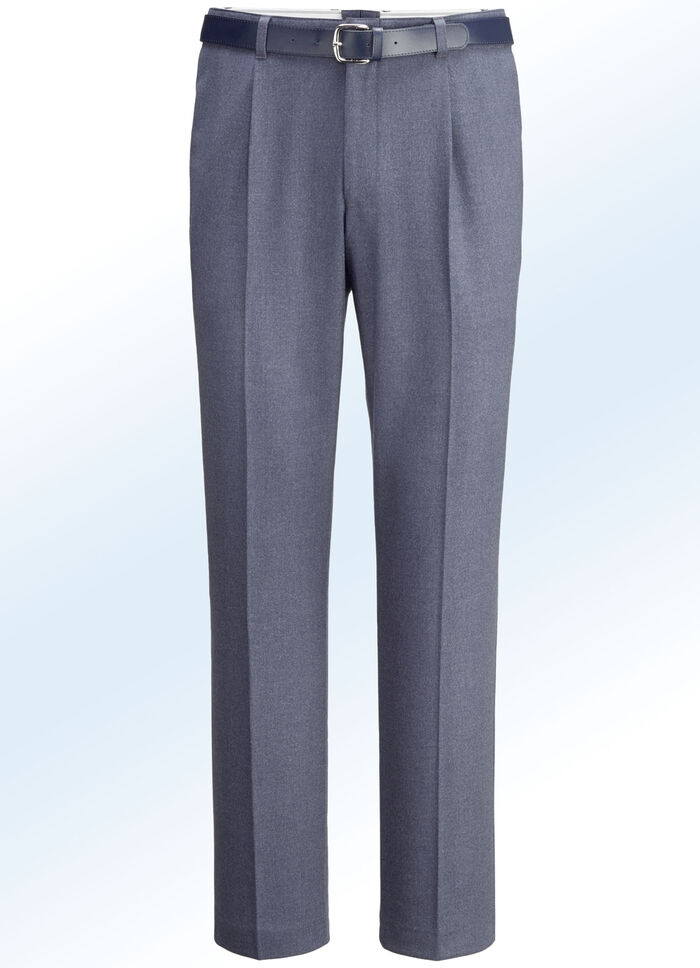 Melierte Hose in 4 Farben mit Bundfalten RAUCHBLAU