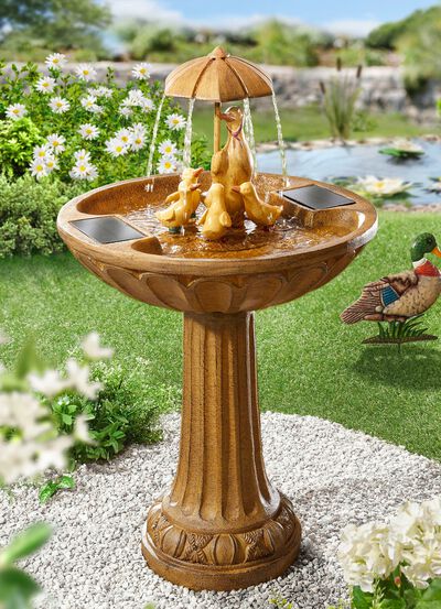 Solarbrunnen im edlen Bronzelook 