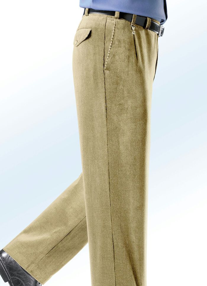 Cordhose von &bdquo;Klaus Modelle&ldquo; mit Zieranh&auml;nger in 4 Farben BEIGE
