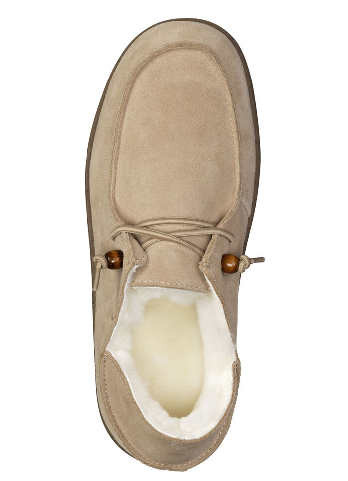 Gefütterte Herren-Slipper, Winterschuhe, mit Lammfell BEIGE