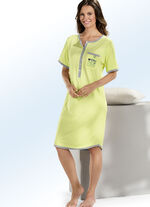 Zweierpack Nachthemden, Kurzarm mit Knopfleiste APFELGR&Uuml;N/GRAU