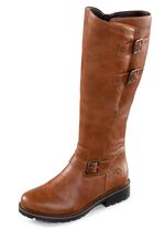 Remonte, gef&uuml;tterte Damen-Stiefel, Winterschuhe, Weite G, mit Lammfell COGNAC