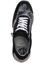 ELENA EDEN Schn&uuml;rschuh mit gl&auml;nzend bedrucktem Elastikmaterial SCHWARZ