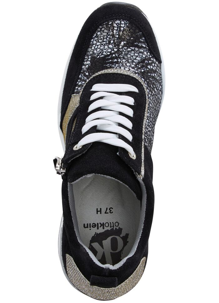 ELENA EDEN Schn&uuml;rschuh mit gl&auml;nzend bedrucktem Elastikmaterial SCHWARZ